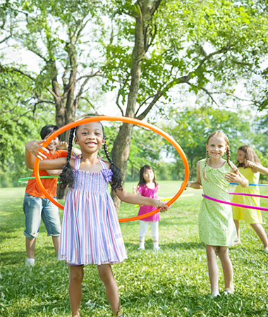 A group of children plying outside